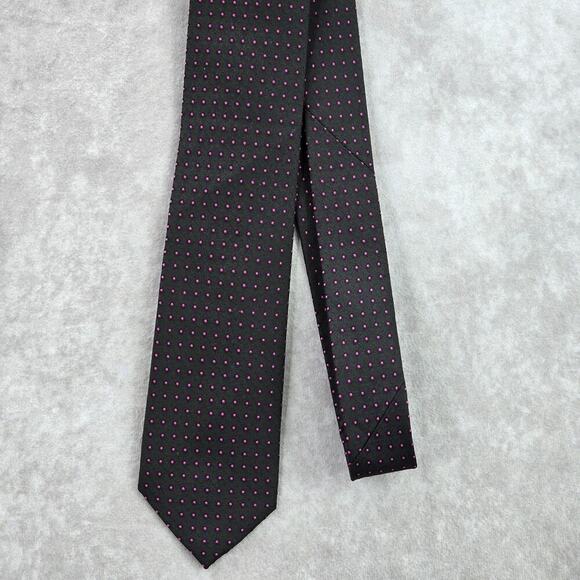 Van Heusen Studio Black Purple Polka Dot Geometric Executive Silk Neck Tie Men's - Picture 2 of 6